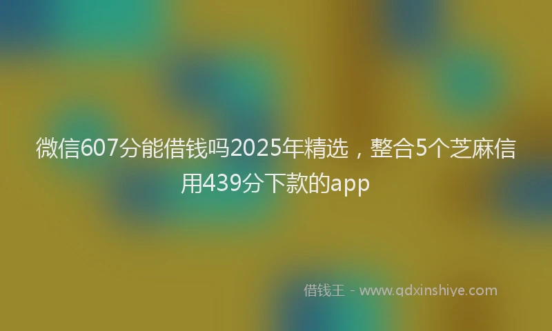 微信607分能借钱吗2025年精选，整合5个芝麻信用439分下款的app