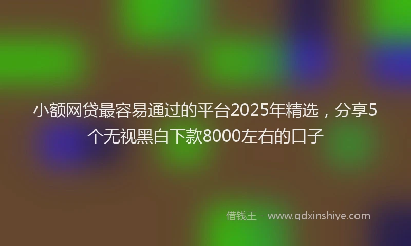 小额网贷最容易通过的平台2025年精选，分享5个无视黑白下款8000左右的口子