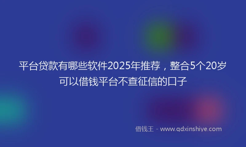 平台贷款有哪些软件2025年推荐，整合5个20岁可以借钱平台不查征信的口子