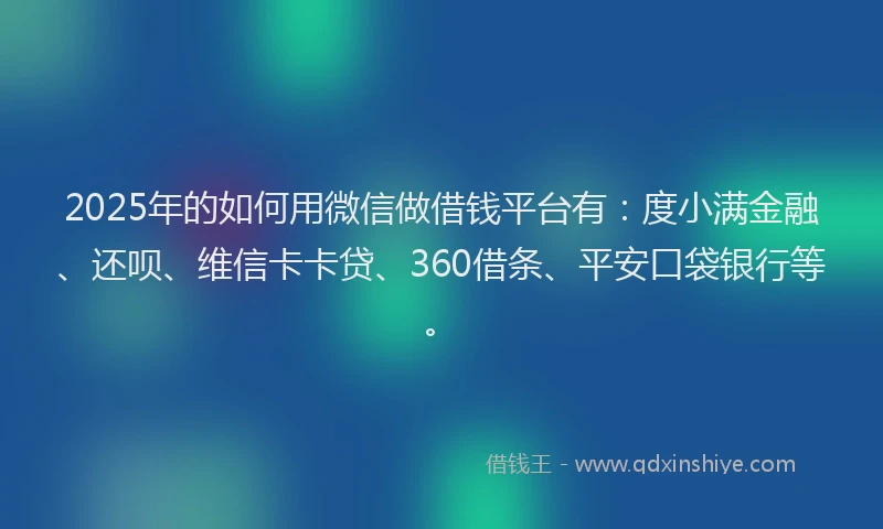 2025年的如何用微信做借钱平台有：度小满金融、还呗、维信卡卡贷、360借条、平安口袋银行等。