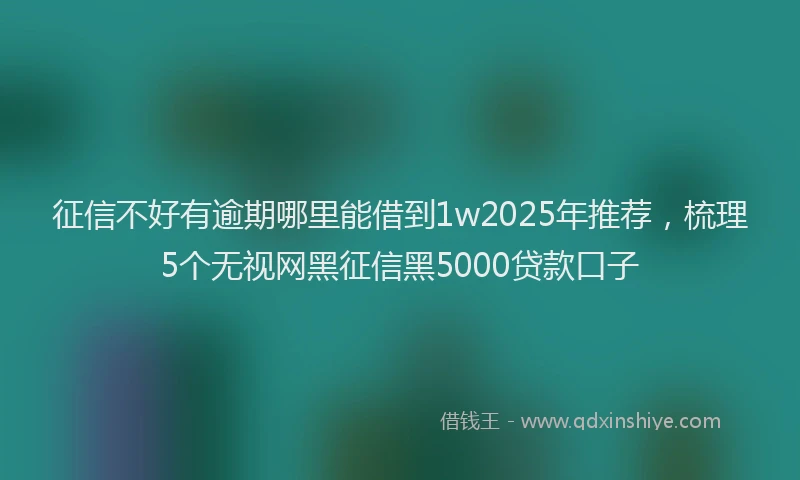 征信不好有逾期哪里能借到1w2025年推荐，梳理5个无视网黑征信黑5000贷款口子
