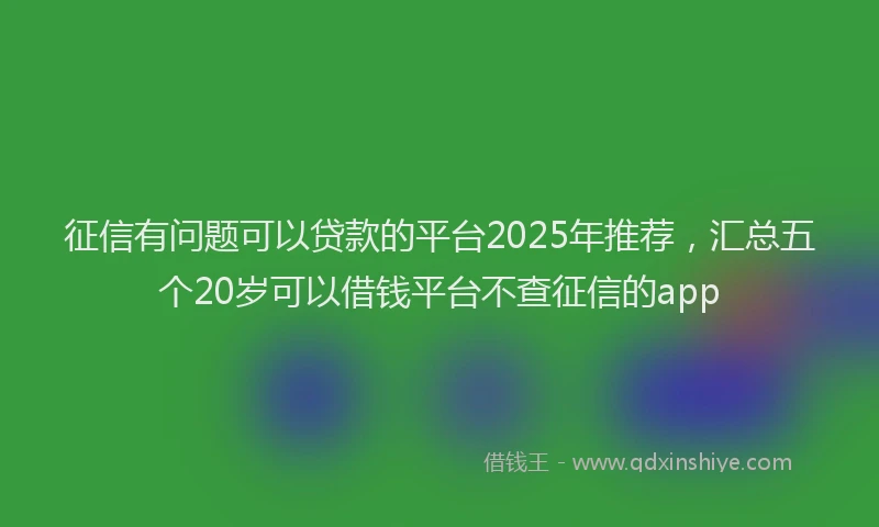 征信有问题可以贷款的平台2025年推荐，汇总五个20岁可以借钱平台不查征信的app