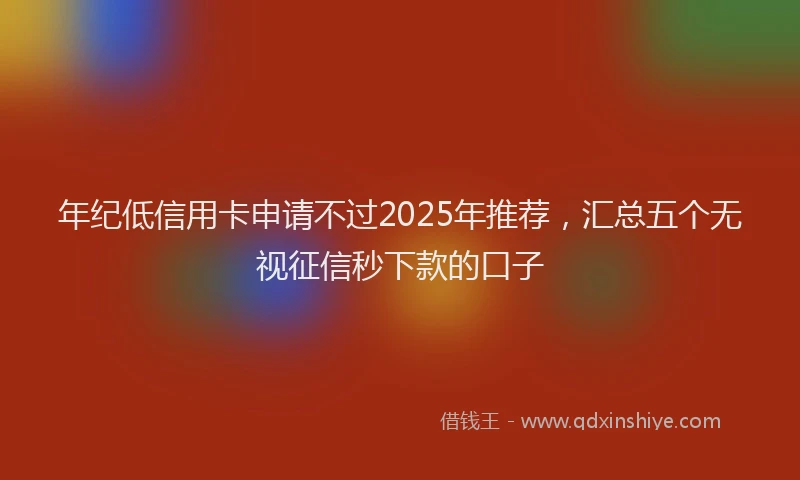 年纪低信用卡申请不过2025年推荐，汇总五个无视征信秒下款的口子