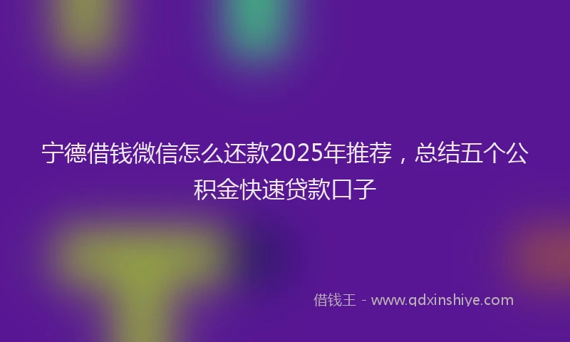 宁德借钱微信怎么还款2025年推荐，总结五个公积金快速贷款口子