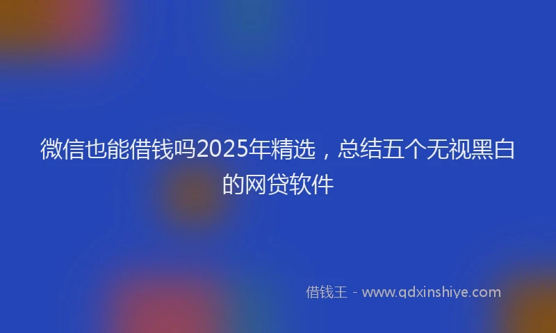 微信也能借钱吗2025年精选，总结五个无视黑白的网贷软件