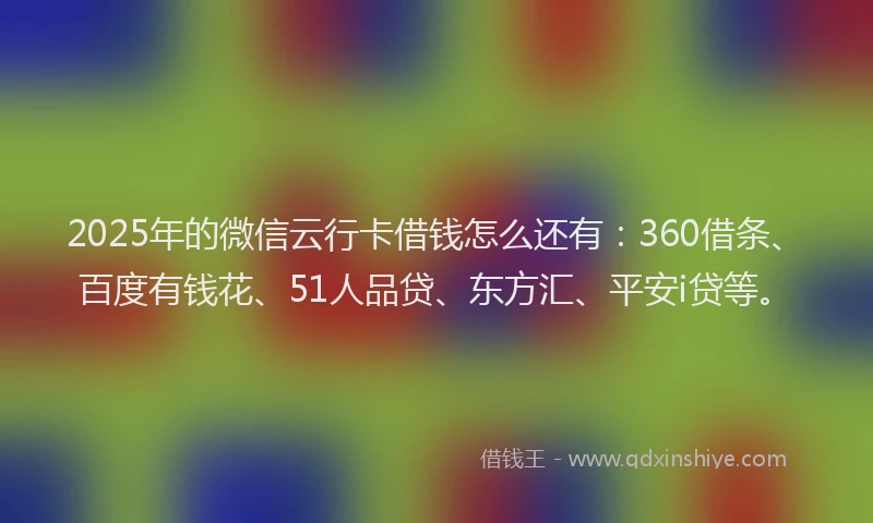 2025年的微信云行卡借钱怎么还有：360借条、百度有钱花、51人品贷、东方汇、平安i贷等。