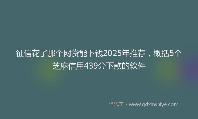 征信花了那个网贷能下钱2025年推荐，概括5个芝麻信用439分下款的软件