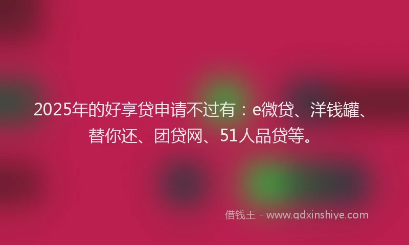2025年的好享贷申请不过有：e微贷、洋钱罐、替你还、团贷网、51人品贷等。