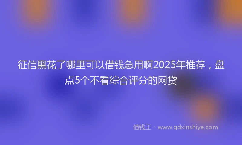 征信黑花了哪里可以借钱急用啊2025年推荐，盘点5个不看综合评分的网贷