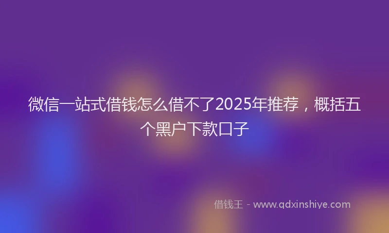 微信一站式借钱怎么借不了2025年推荐，概括五个黑户下款口子