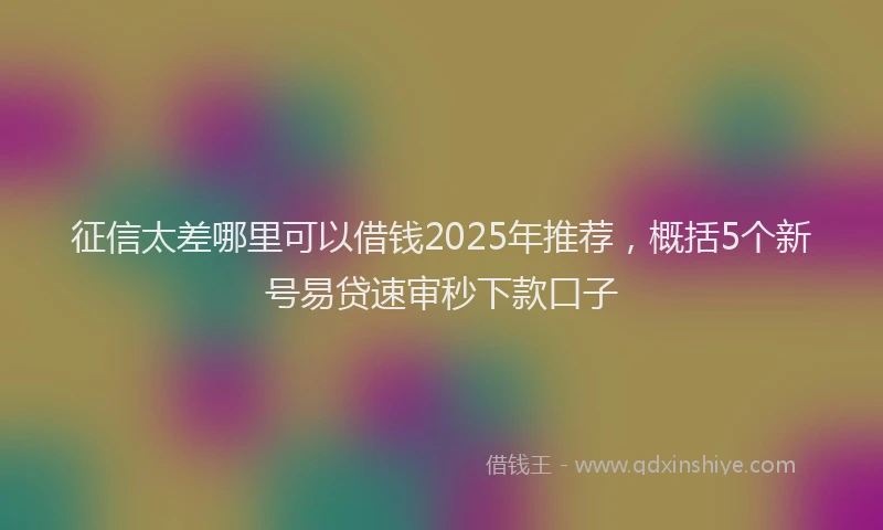 征信太差哪里可以借钱2025年推荐，概括5个新号易贷速审秒下款口子
