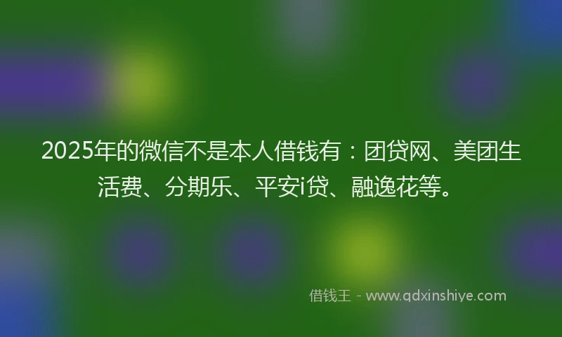 2025年的微信不是本人借钱有：团贷网、美团生活费、分期乐、平安i贷、融逸花等。