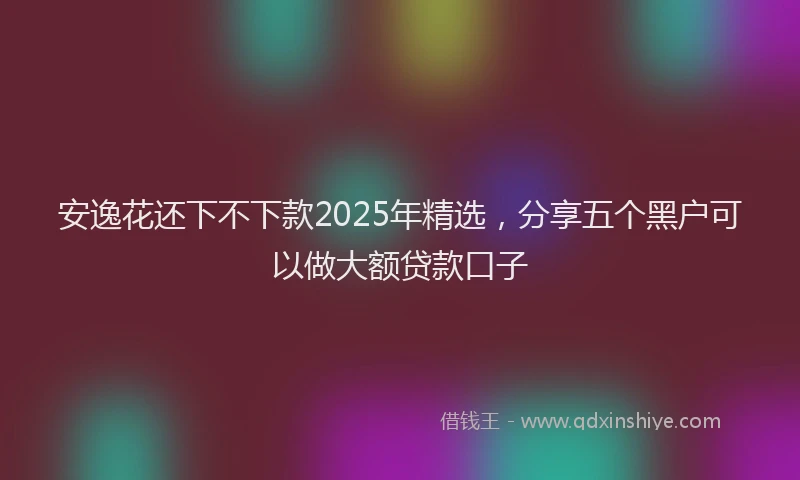 安逸花还下不下款2025年精选，分享五个黑户可以做大额贷款口子