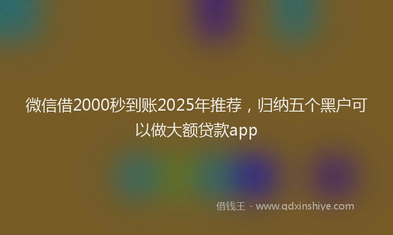 微信借2000秒到账2025年推荐，归纳五个黑户可以做大额贷款app