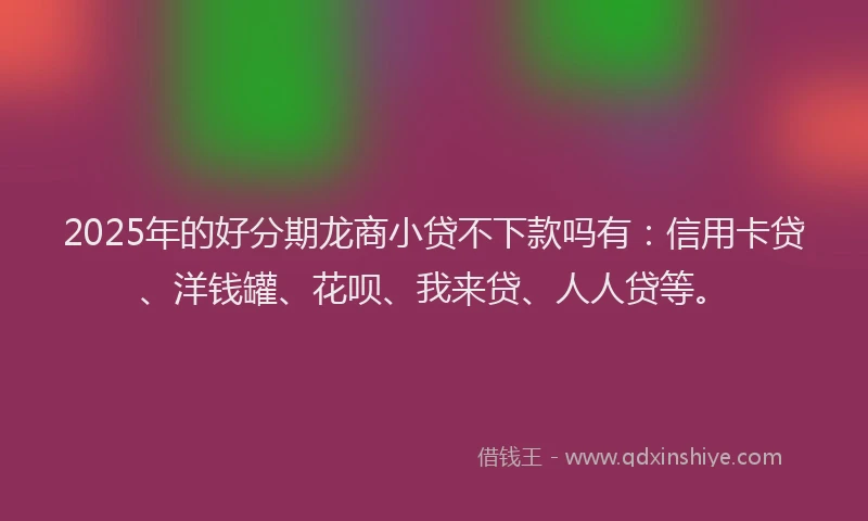 2025年的好分期龙商小贷不下款吗有：信用卡贷、洋钱罐、花呗、我来贷、人人贷等。