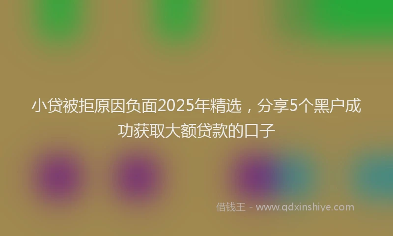 小贷被拒原因负面2025年精选，分享5个黑户成功获取大额贷款的口子