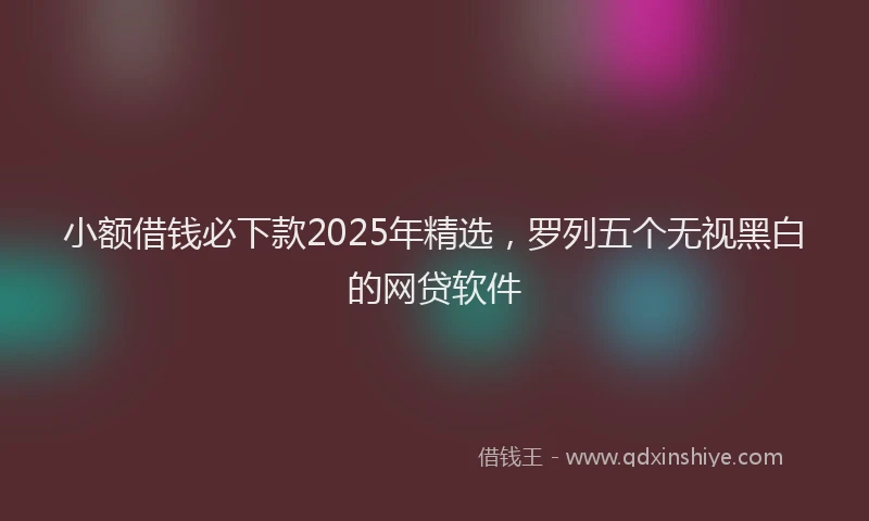 小额借钱必下款2025年精选，罗列五个无视黑白的网贷软件