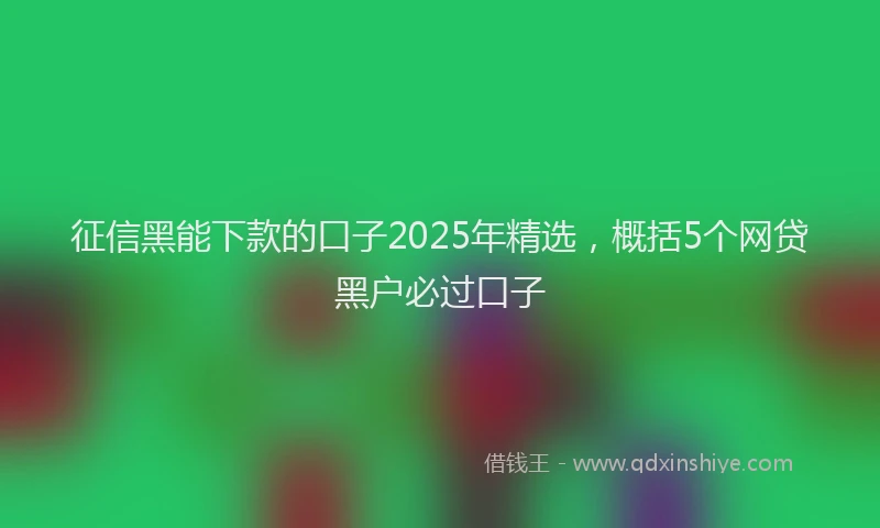 征信黑能下款的口子2025年精选，概括5个网贷黑户必过口子