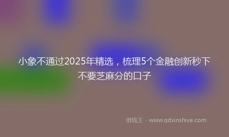 小象不通过2025年精选，梳理5个金融创新秒下不要芝麻分的口子