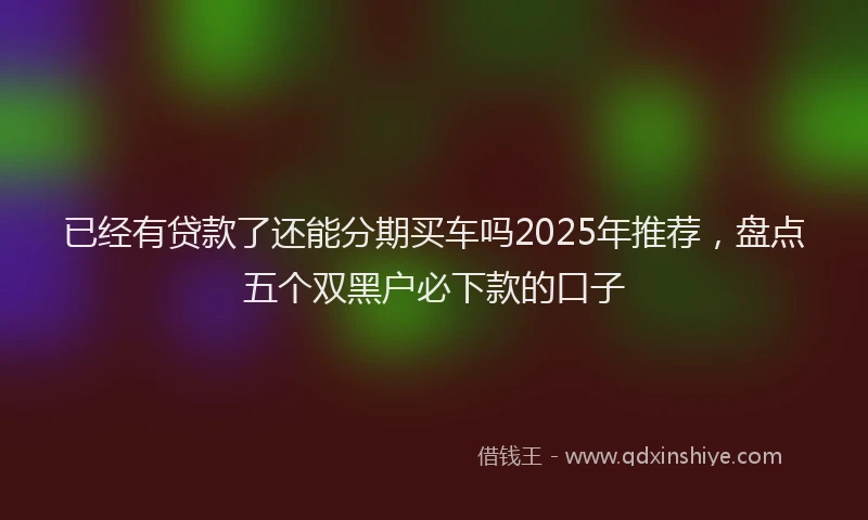 已经有贷款了还能分期买车吗2025年推荐，盘点五个双黑户必下款的口子