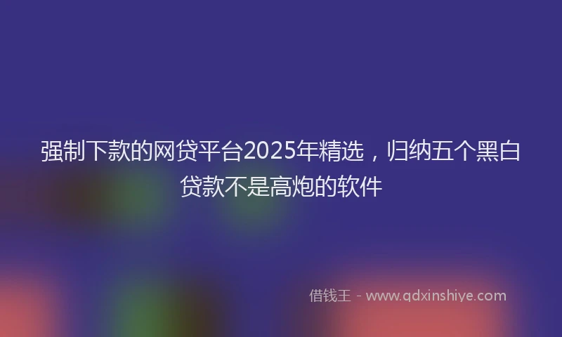 强制下款的网贷平台2025年精选，归纳五个黑白贷款不是高炮的软件