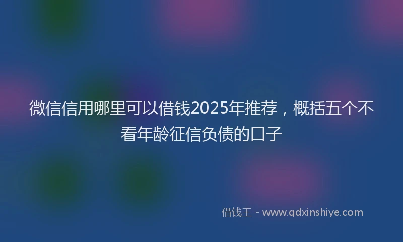 微信信用哪里可以借钱2025年推荐，概括五个不看年龄征信负债的口子