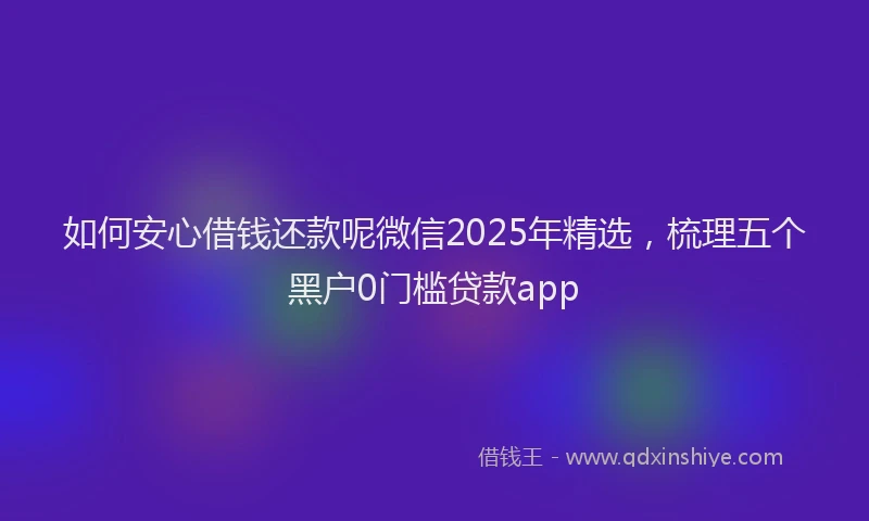 如何安心借钱还款呢微信2025年精选，梳理五个黑户0门槛贷款app