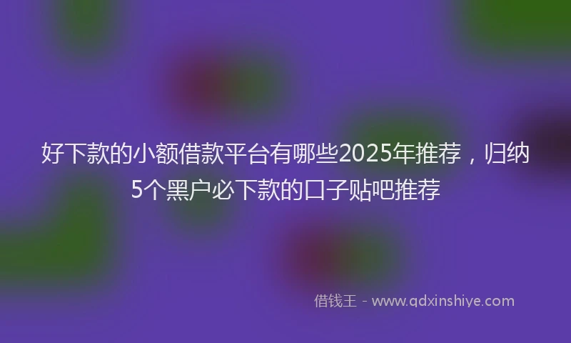 好下款的小额借款平台有哪些2025年推荐，归纳5个黑户必下款的口子贴吧推荐