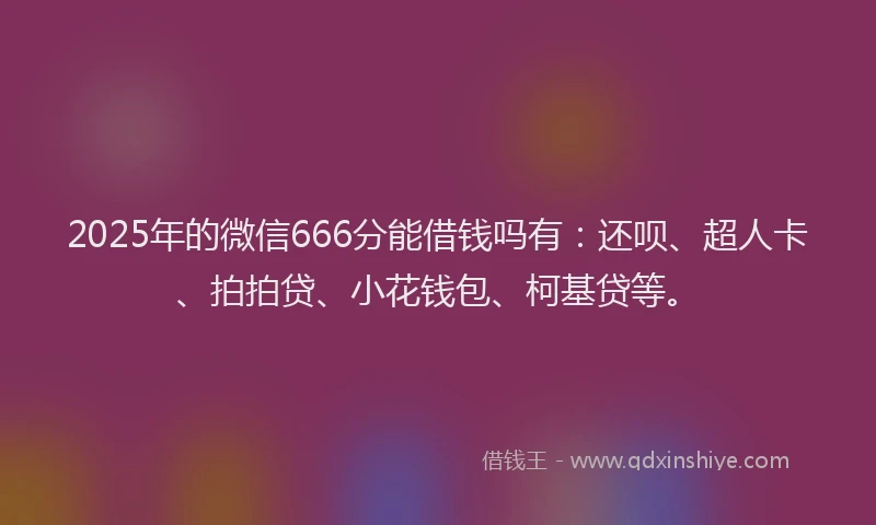 2025年的微信666分能借钱吗有：还呗、超人卡、拍拍贷、小花钱包、柯基贷等。