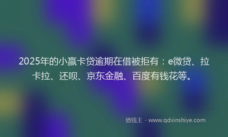 2025年的小赢卡贷逾期在借被拒有：e微贷、拉卡拉、还呗、京东金融、百度有钱花等。