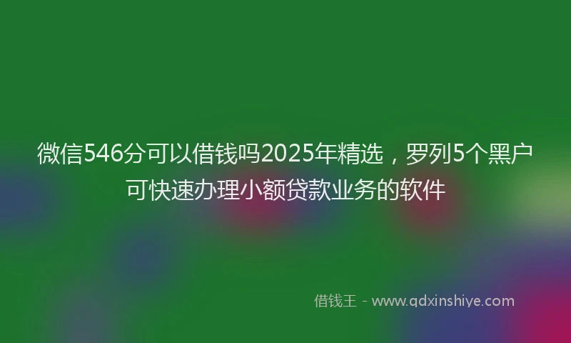 微信546分可以借钱吗2025年精选，罗列5个黑户可快速办理小额贷款业务的软件