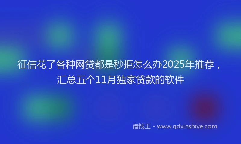 征信花了各种网贷都是秒拒怎么办2025年推荐，汇总五个11月独家贷款的软件