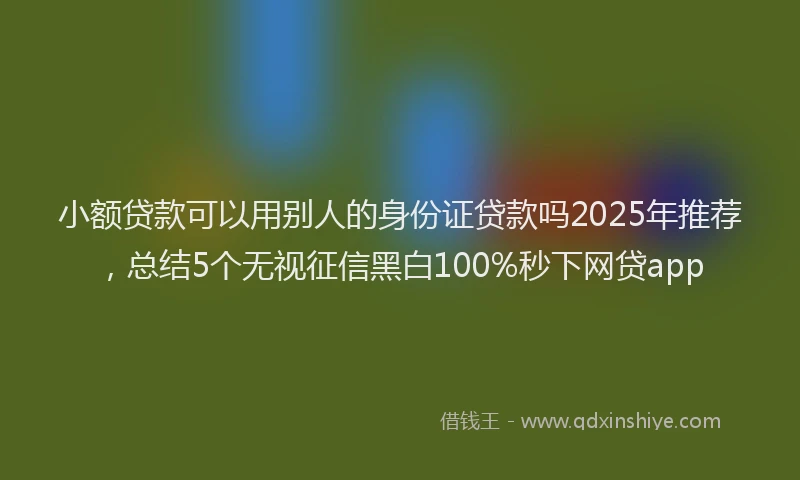 小额贷款可以用别人的身份证贷款吗2025年推荐，总结5个无视征信黑白100%秒下网贷app