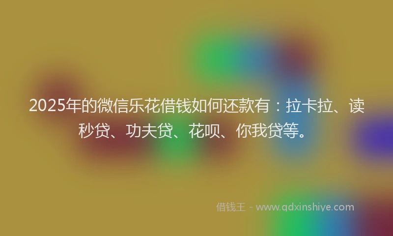 2025年的微信乐花借钱如何还款有：拉卡拉、读秒贷、功夫贷、花呗、你我贷等。