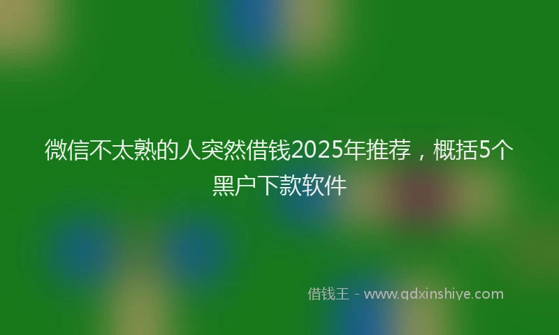 微信不太熟的人突然借钱2025年推荐，概括5个黑户下款软件