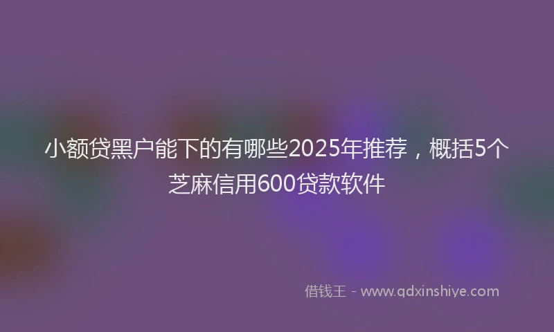 小额贷黑户能下的有哪些2025年推荐，概括5个芝麻信用600贷款软件