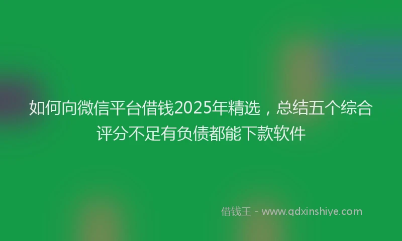 如何向微信平台借钱2025年精选，总结五个综合评分不足有负债都能下款软件