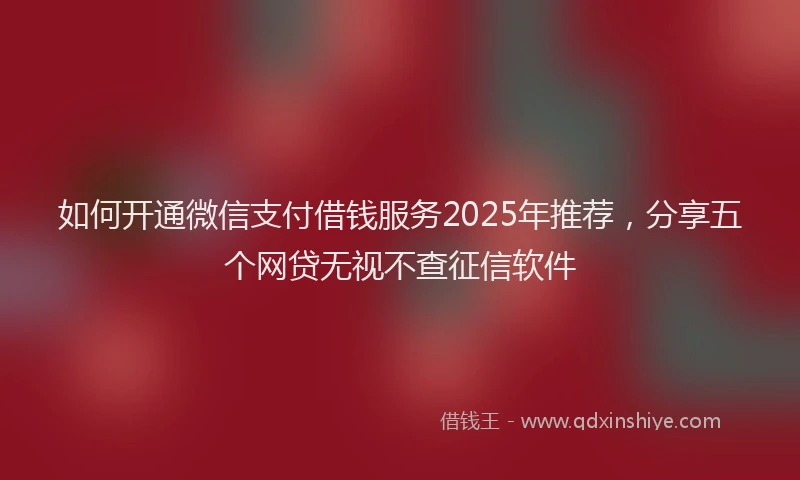 如何开通微信支付借钱服务2025年推荐，分享五个网贷无视不查征信软件