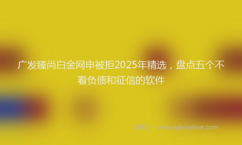 广发臻尚白金网申被拒2025年精选，盘点五个不看负债和征信的软件