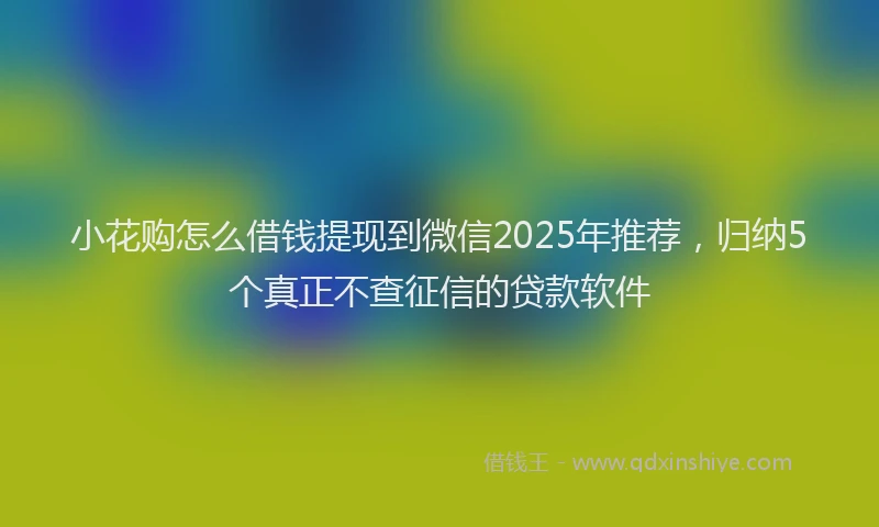 小花购怎么借钱提现到微信2025年推荐，归纳5个真正不查征信的贷款软件