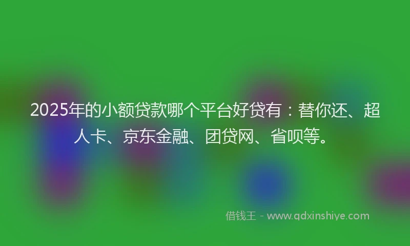 2025年的小额贷款哪个平台好贷有：替你还、超人卡、京东金融、团贷网、省呗等。