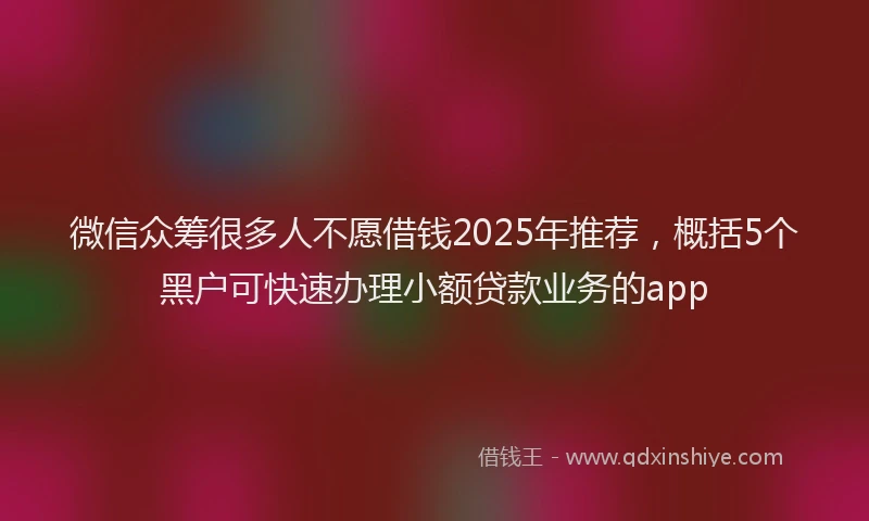 微信众筹很多人不愿借钱2025年推荐，概括5个黑户可快速办理小额贷款业务的app