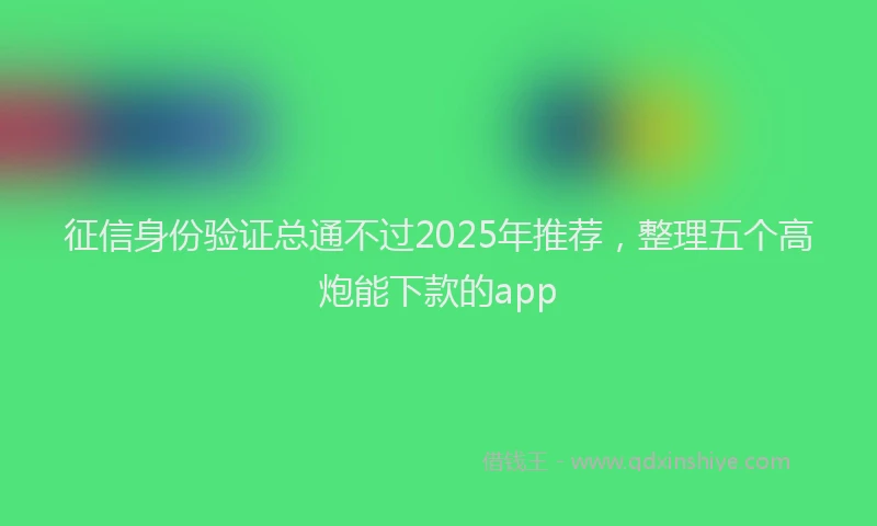 征信身份验证总通不过2025年推荐，整理五个高炮能下款的app