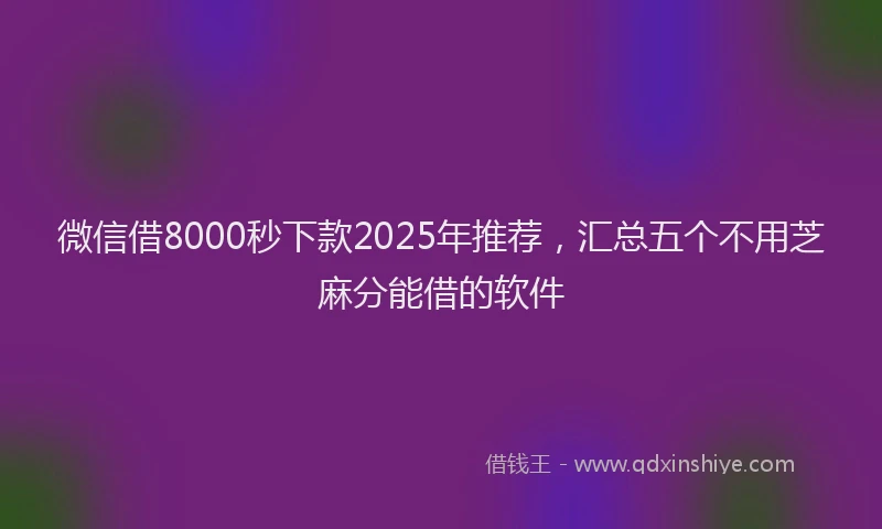 微信借8000秒下款2025年推荐，汇总五个不用芝麻分能借的软件