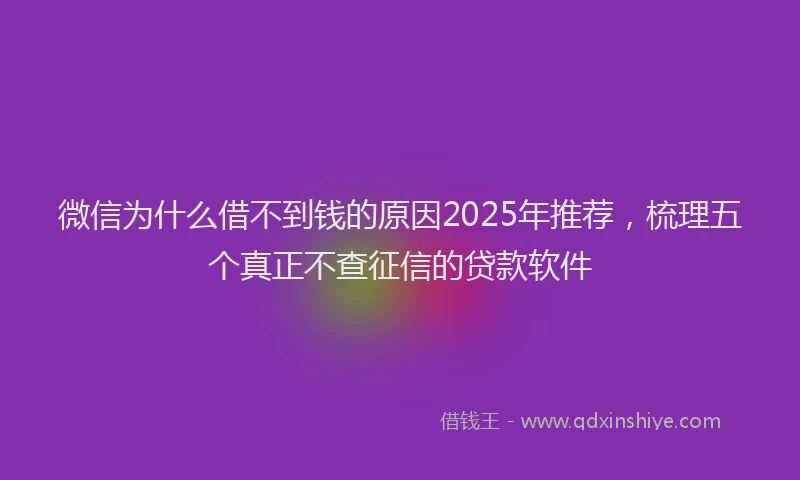 微信为什么借不到钱的原因2025年推荐，梳理五个真正不查征信的贷款软件