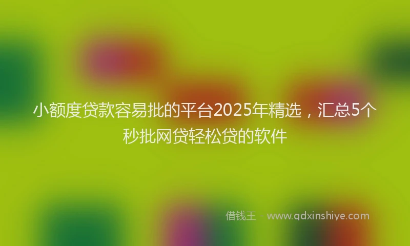 小额度贷款容易批的平台2025年精选，汇总5个秒批网贷轻松贷的软件
