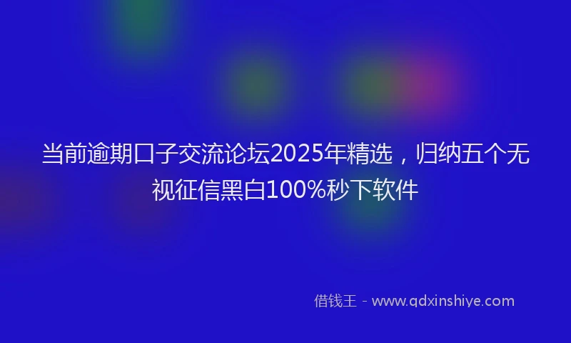 当前逾期口子交流论坛2025年精选，归纳五个无视征信黑白100%秒下软件