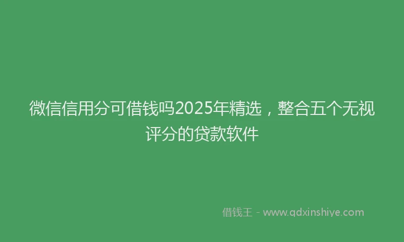 微信信用分可借钱吗2025年精选，整合五个无视评分的贷款软件