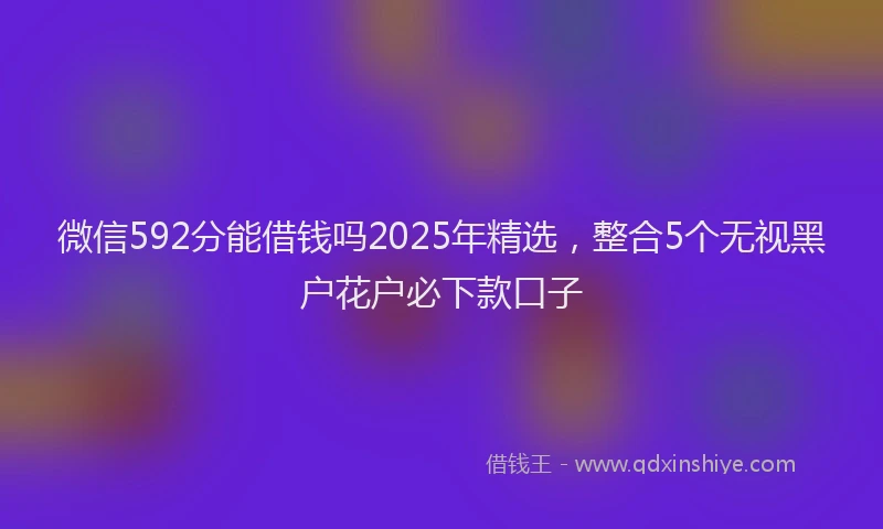 微信592分能借钱吗2025年精选，整合5个无视黑户花户必下款口子