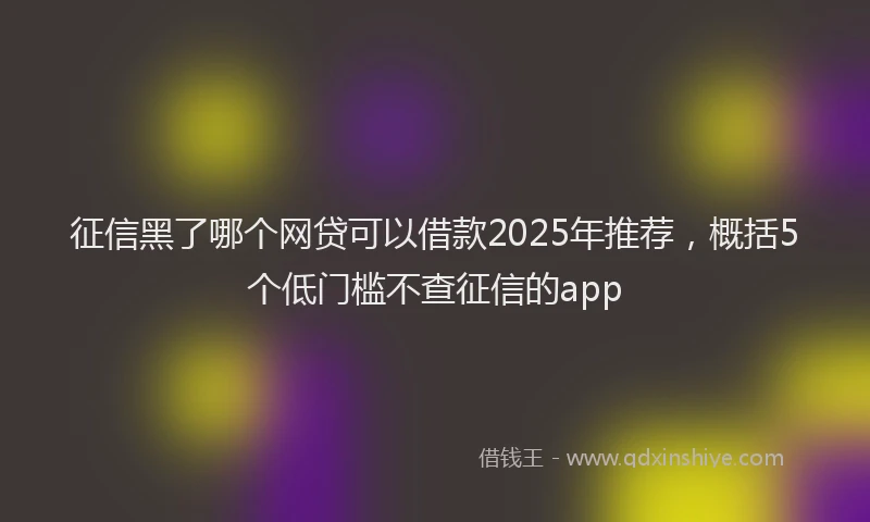 征信黑了哪个网贷可以借款2025年推荐，概括5个低门槛不查征信的app